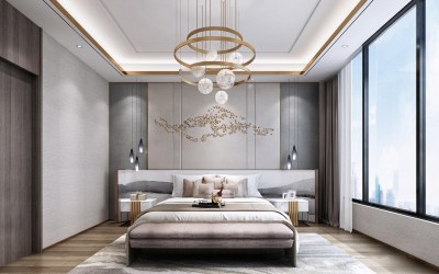 现代主卧室3D模型下载